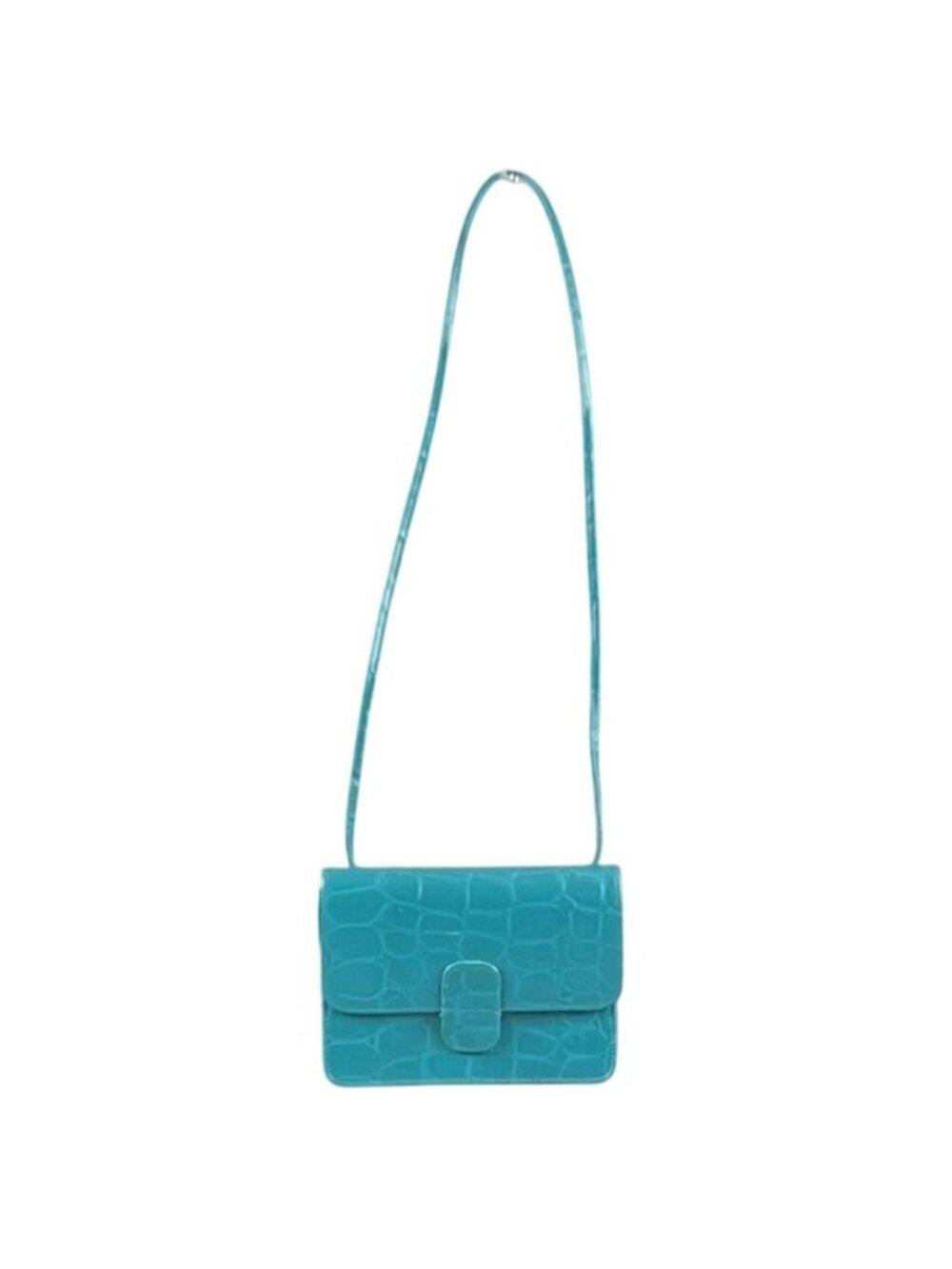 Mundi Womens Crossbody Bag Small Turquoise Faux Leather Croc Embossed Purse